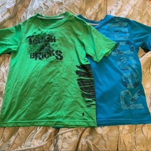 2 PAIR BLUE AND GREEN REEBOK EXERCISE BOYS TEE